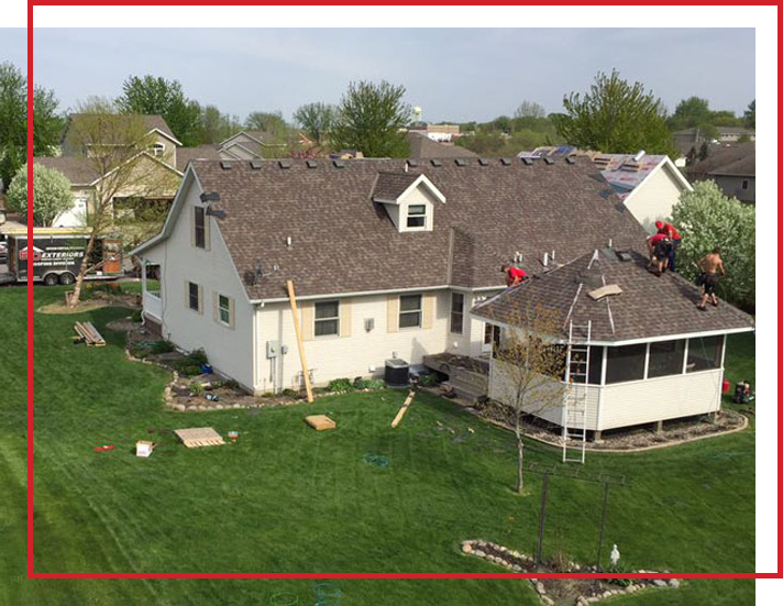 BD Exteriors team working on roof repair on local St. Cloud area home and gazebo.