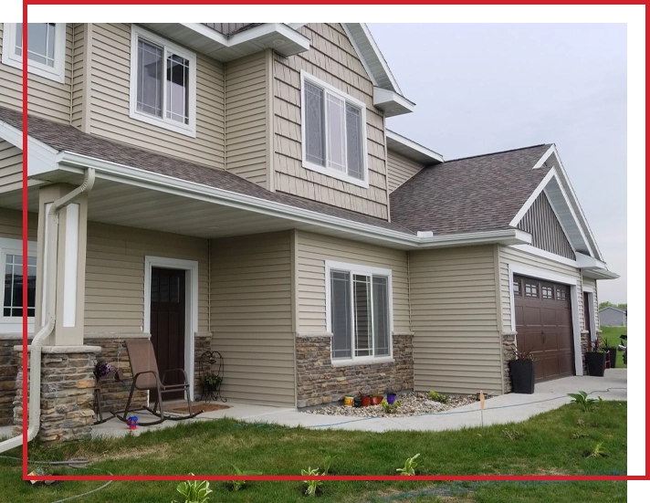 A new home with tan siding in Minnesota.