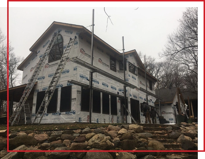 A house having new siding installed by BD Exteriors.