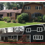 Before-and-after photos of a home that received exterior upgrades.