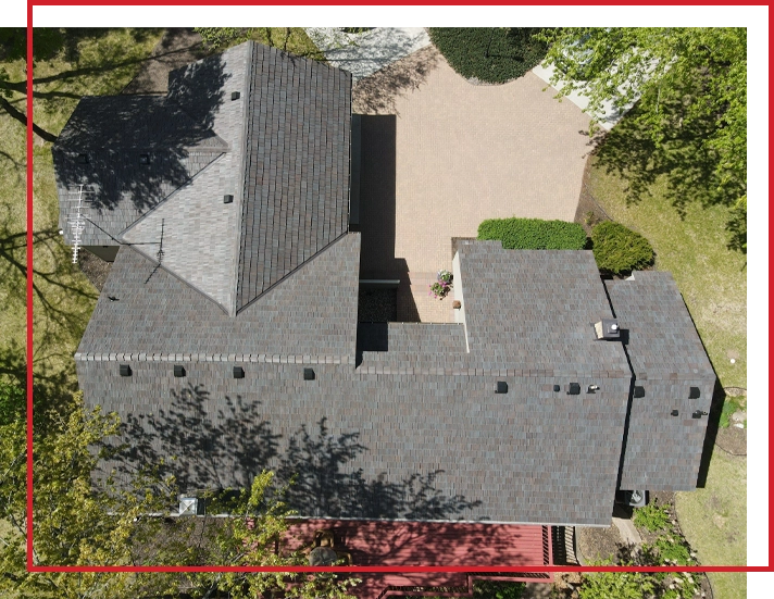 Professionally installed roof with clean valleys, matching accessories, and architectural shingles in Central Minnesota.